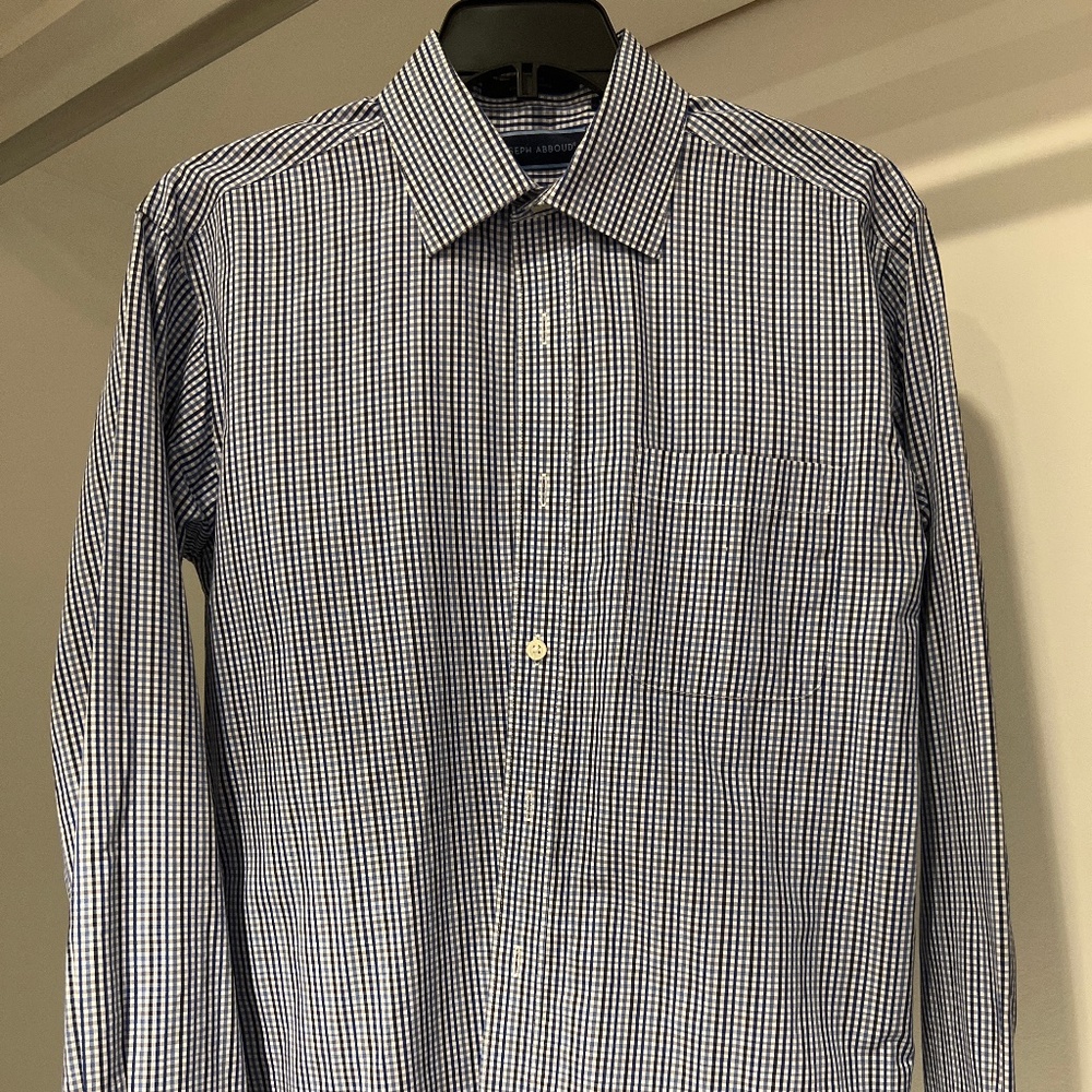 JOSEPH ABBOUD Kids size 18 long sleeve  button down.  White, Navy, Blue and Grey